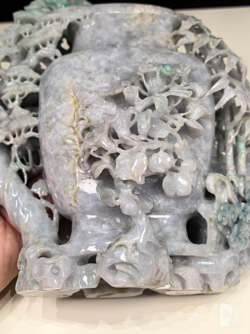 19-20世纪 翡翠松鹤延年寿星花瓶 - 图10